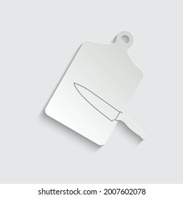 paper cutting board with knife vector icon.  Cooking symbol