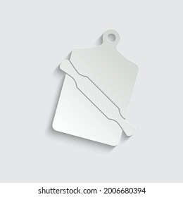 paper cutting board with Rolling pin vector icon.  homemade food sign