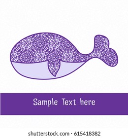 Paper cutting card.Decorative openwork whale. Can be used for laser or plotter cutting