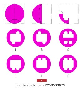 Papierschneiden - Papierfalten. IQ-Test, Intelligenzfragen, Fragen der visuellen Intelligenz, Intelligenztest