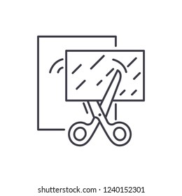 Paper cutting line icon concept. Paper cutting vector linear illustration, symbol, sign