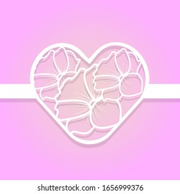 Paper cutting monogram love and floral greeting card vector eps 10