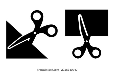 Paper cutting scissors. Vector black flat icon isolated on white background.
