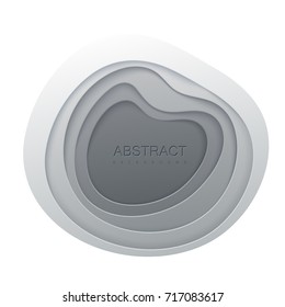 Paper cutting topography relief frame. Abstract background. Realistic papercut frame textured with wavy layers. Origami art. Vector 3d illustration. Material design concept. Template for design