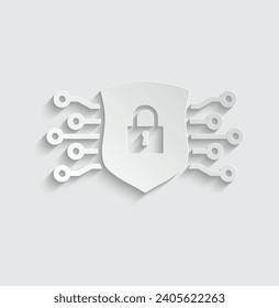 paper Cyber security icon vector Cyber  protection logo