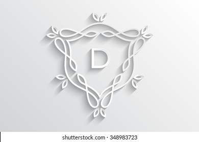 Paper D monogram letter logo design alphabet collection