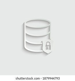 paper  Database  protect icon. Database  
 secure icon 
