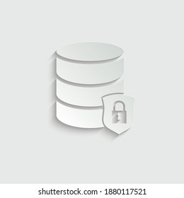icono de protección de base de datos de papel. Base de datos  
 icono seguro 