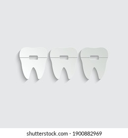 paper dental braces icon.  tooth icon