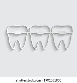 paper dental braces icon.  tooth icon