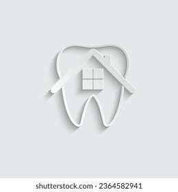 icono de la casa odontológica de papel icono de vectores de dientes 