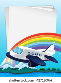 Paper design with airplane flying	 illustration