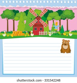 Paper design with bear and farm illustration