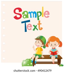 Paper design with boy and girl on bench illustration