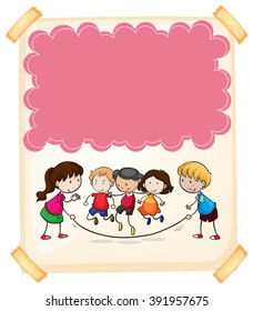 Paper design with children jumping rope illustration