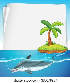 Paper design with dolphin in the sea illustration