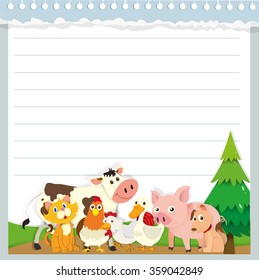 Paper design with farm animals illustration