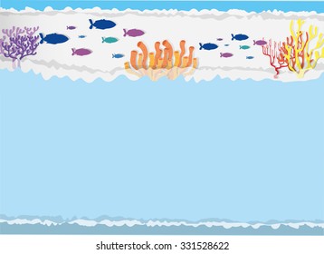 Paper design with fish and coral reef illustration