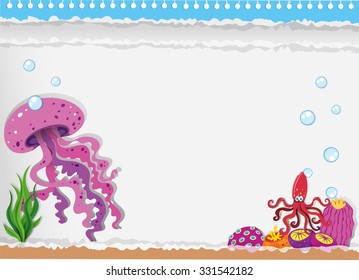Paper design with jellyfish underwater illustration