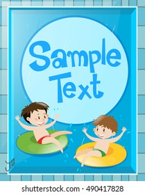 Paper design with kids in pool illustration