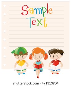 Paper design with kids reading books illustration