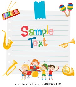 Paper design with musical instruments