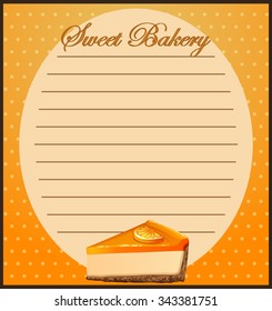 Paper design with orange cheesecake illustration