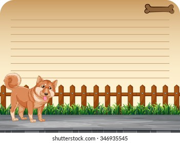 Paper design with pet dog on the road illustration