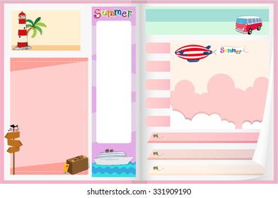 Diseño de papel con ilustración temática de verano