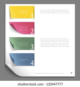 Paper design template for website layout,numbered paper banners. Vector EPS10