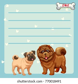 Paper design with two cute dogs illustration