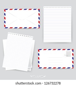Paper designs: Envelope and various papers, ready for your message. Vector illustration.