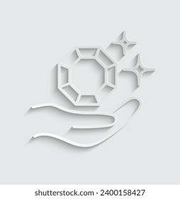 vector de icono de diamante de papel, icono de joyas Signo de joyas