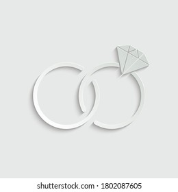 vector de icono del anillo de diamante de papel. icono de anillo brillante