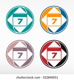 Paper diary with sunset and sunrise time. Round color set. Web icon element. 