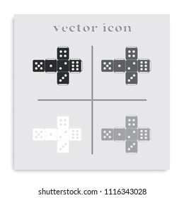 Paper dice template flat black and white vector icon.