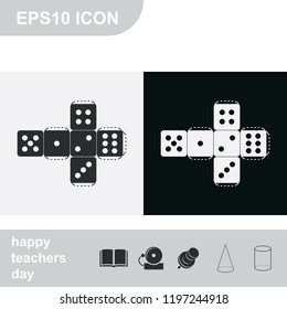 Paper dice template flat black and white vector icon.