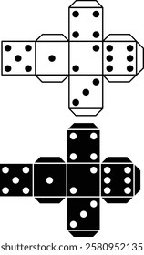 Paper dice template. Game dice template model sign. Cubes for gambling paper template. flat style.