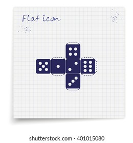 Paper dice template icon.