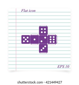 Paper dice template icon.
