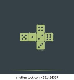 Paper dice template icon.