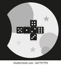 Paper dice template icon.