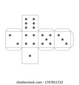 Paper dice template isolated on white