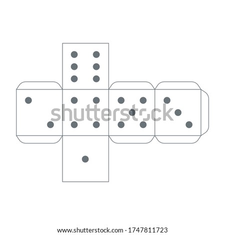 Paper dice template isolated on white
