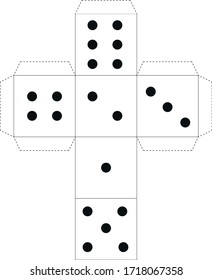 Paper dice template vector. Board Game. White background  svg