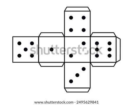 Paper Dice Template, Vector illustration