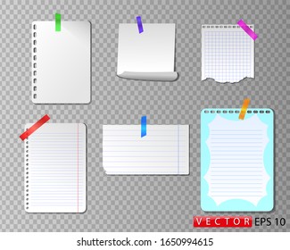 Paper of different formats and colors, torn paper set of 4 types of paper. Vector. EPS 10