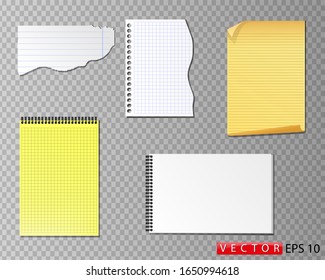 Paper of different formats and colors, torn paper set of 4 types of paper. Vector. EPS 10