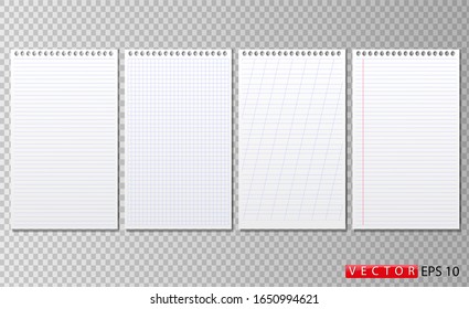 Paper of different formats, a set of 4 types of papers. Vector. EPS 10