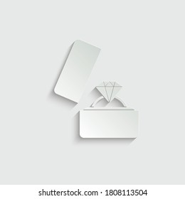 Paper Dimond Ring In Box Icon Married Sign Vector